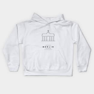 Berlin Minimal Black Line Design Kids Hoodie